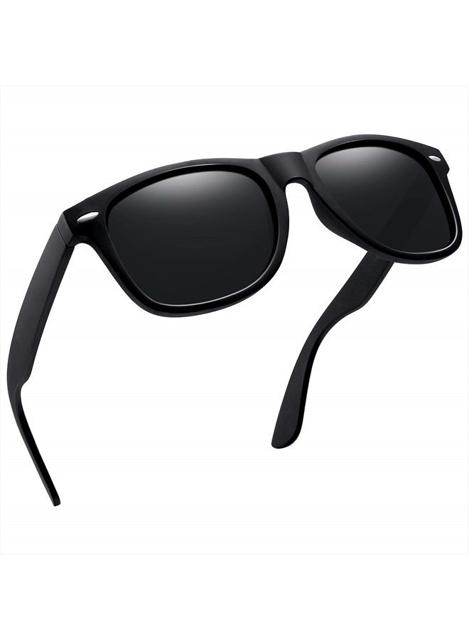 Polarized Sunglasses UV400 Trendy Square Shades for Men Women Retro Designer Sun Glasses Shady Rays Sunnies (Black Simple packaging)