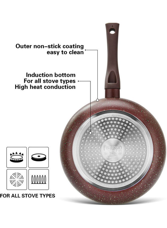 Non Stick Deep Frying Pan Brown 26x7cm