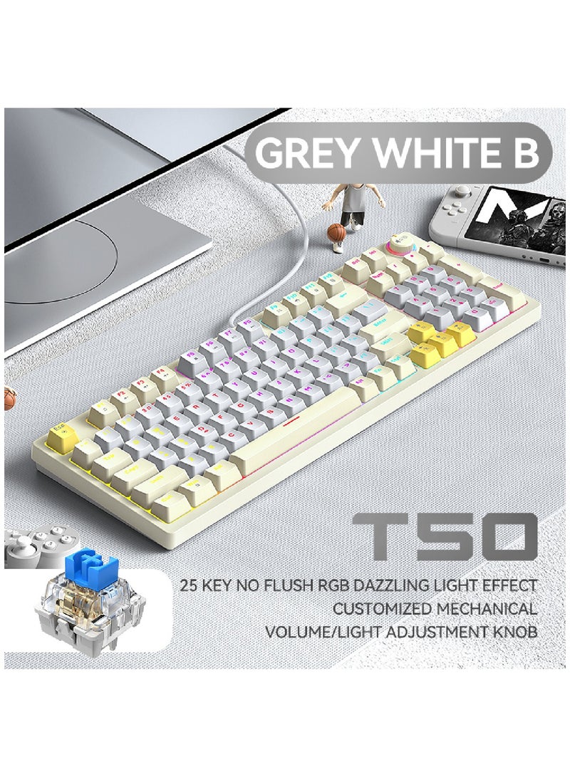 80% Mechanical Gaming Keyboard LED Backlit Compact 97 Keys Wired Mechanical Keyboard With Volume Control Knob  Switch Keyboard for Gaming or Office