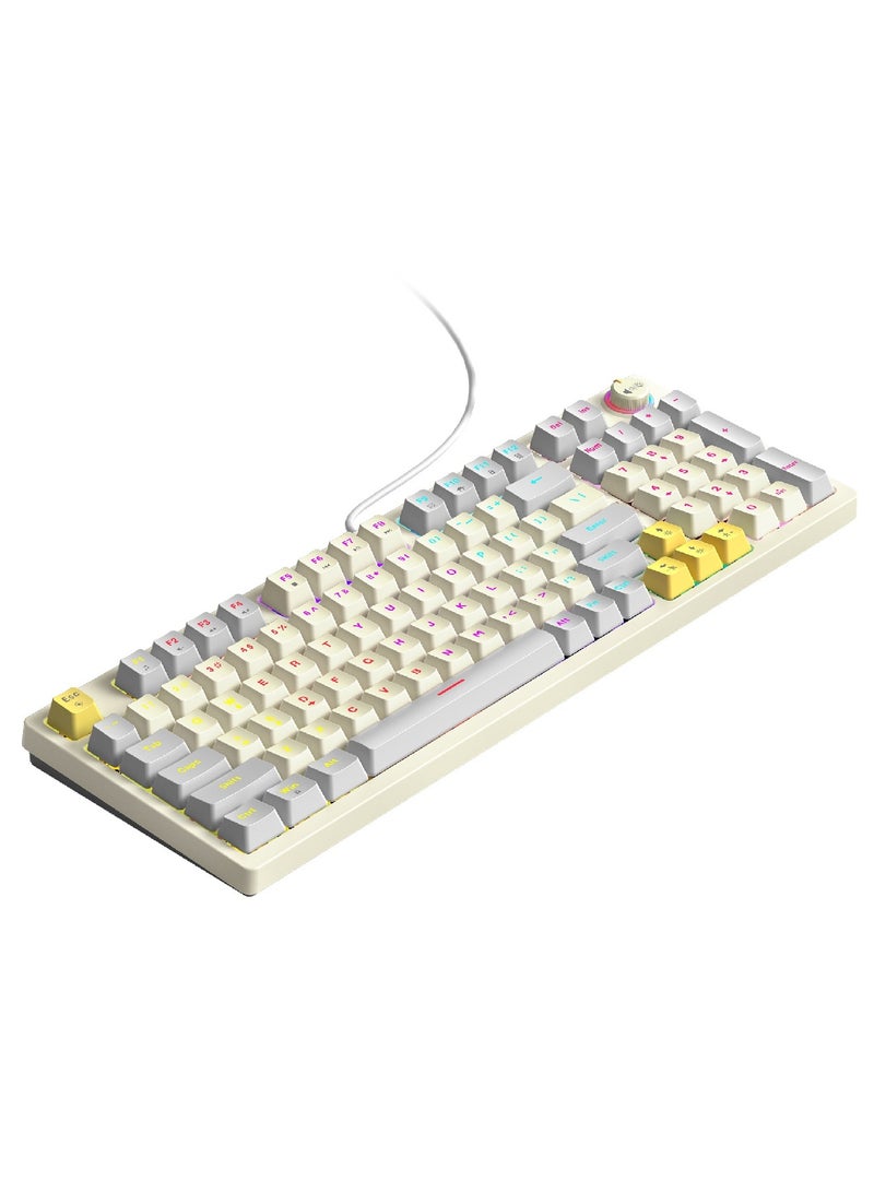 80% Mechanical Gaming Keyboard LED Backlit Compact 97 Keys Wired Mechanical Keyboard With Volume Control Knob  Switch Keyboard for Gaming or Office