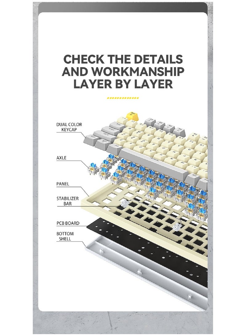 80% Mechanical Gaming Keyboard LED Backlit Compact 97 Keys Wired Mechanical Keyboard With Volume Control Knob  Switch Keyboard for Gaming or Office