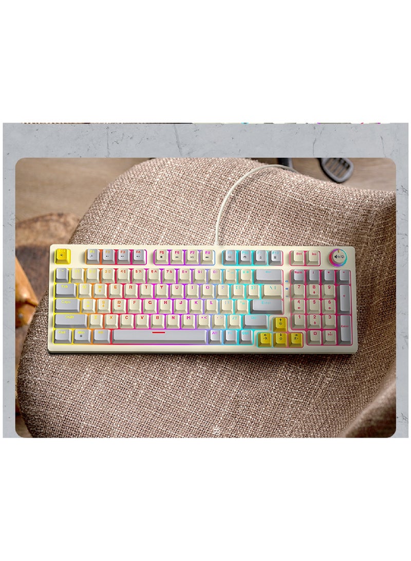 80% Mechanical Gaming Keyboard LED Backlit Compact 97 Keys Wired Mechanical Keyboard With Volume Control Knob  Switch Keyboard for Gaming or Office