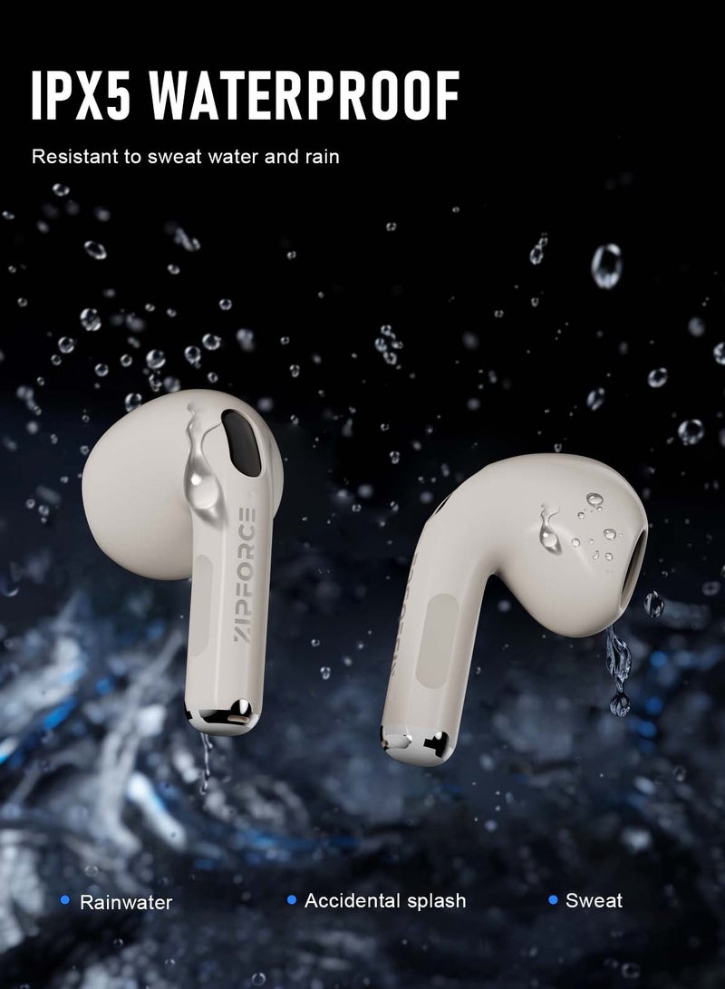 ZIPFORCE True Wireless Earbuds, in-Ear Bluetooth 5.3 Headphones, Bluetooth Earbuds Touch Control 30 Playtime, IPX5 Waterproof TWS, Light-Weight Earphones