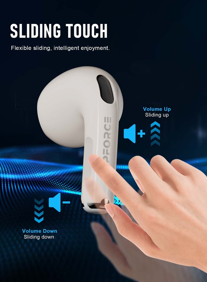 ZIPFORCE True Wireless Earbuds, in-Ear Bluetooth 5.3 Headphones, Bluetooth Earbuds Touch Control 30 Playtime, IPX5 Waterproof TWS, Light-Weight Earphones