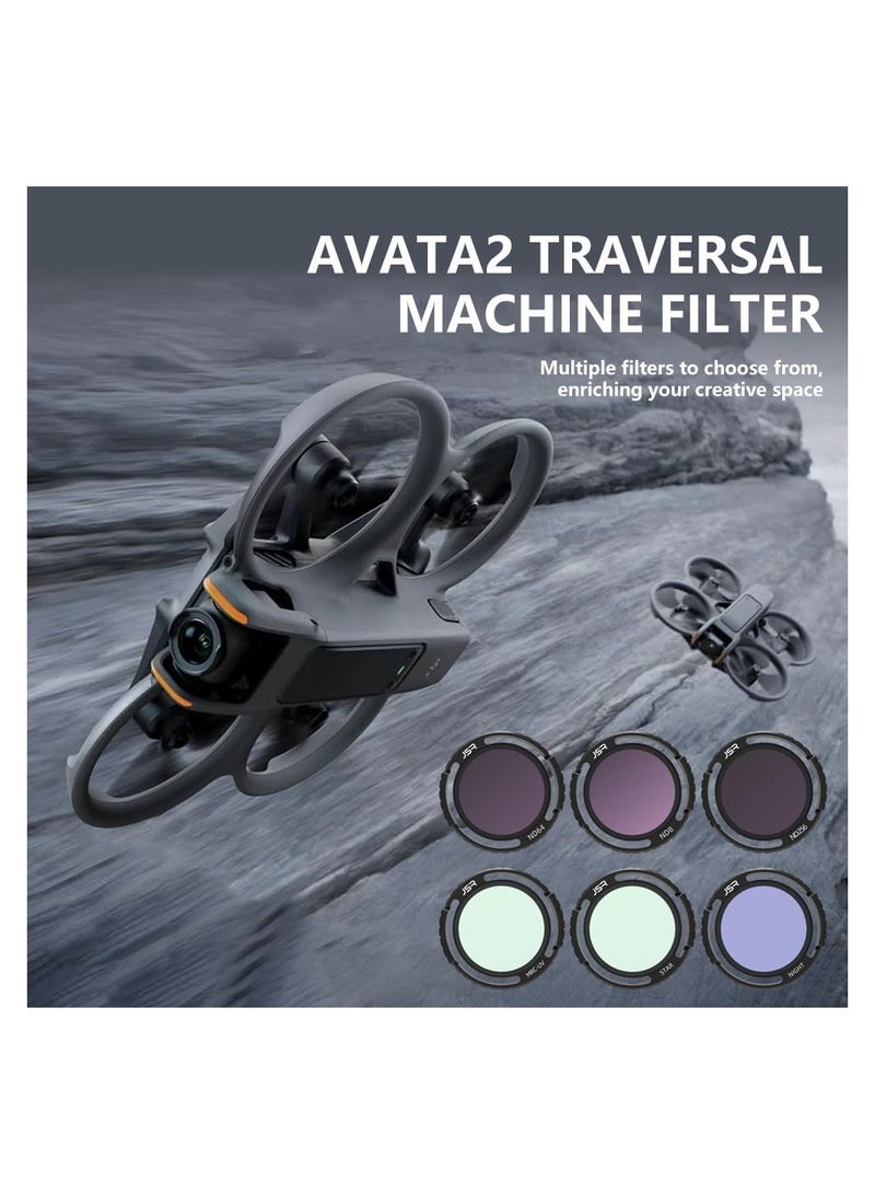 Lens Filter, Filter Set Fit for DJI Avata 2 Drone, Waterproof, Anti-Whiteout, UV-Blocking (UV+CPL+ND8 16 32 64+Night+Star), for Removing Glare from Bright Daylight