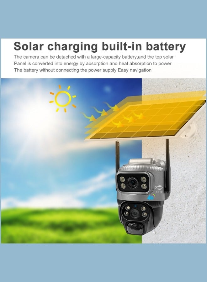 4G Sim Card Solar Camera PTZ 360°View Solar Powered Outdoor Security Camera.