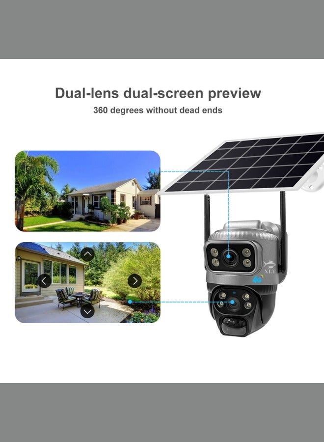 4G Sim Card Solar Camera PTZ 360°View Solar Powered Outdoor Security Camera.