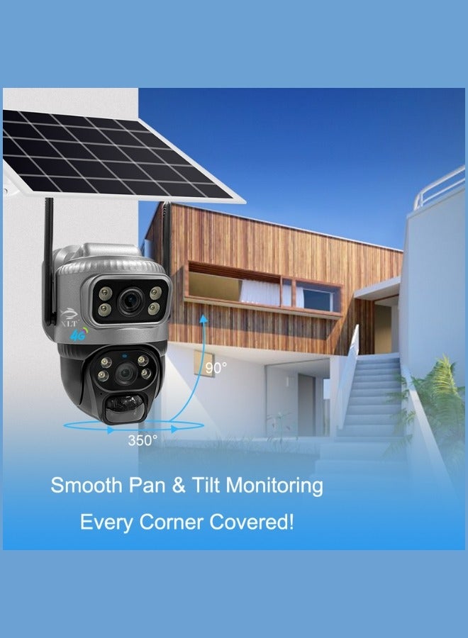 4G Sim Card Solar Camera PTZ 360°View Solar Powered Outdoor Security Camera.