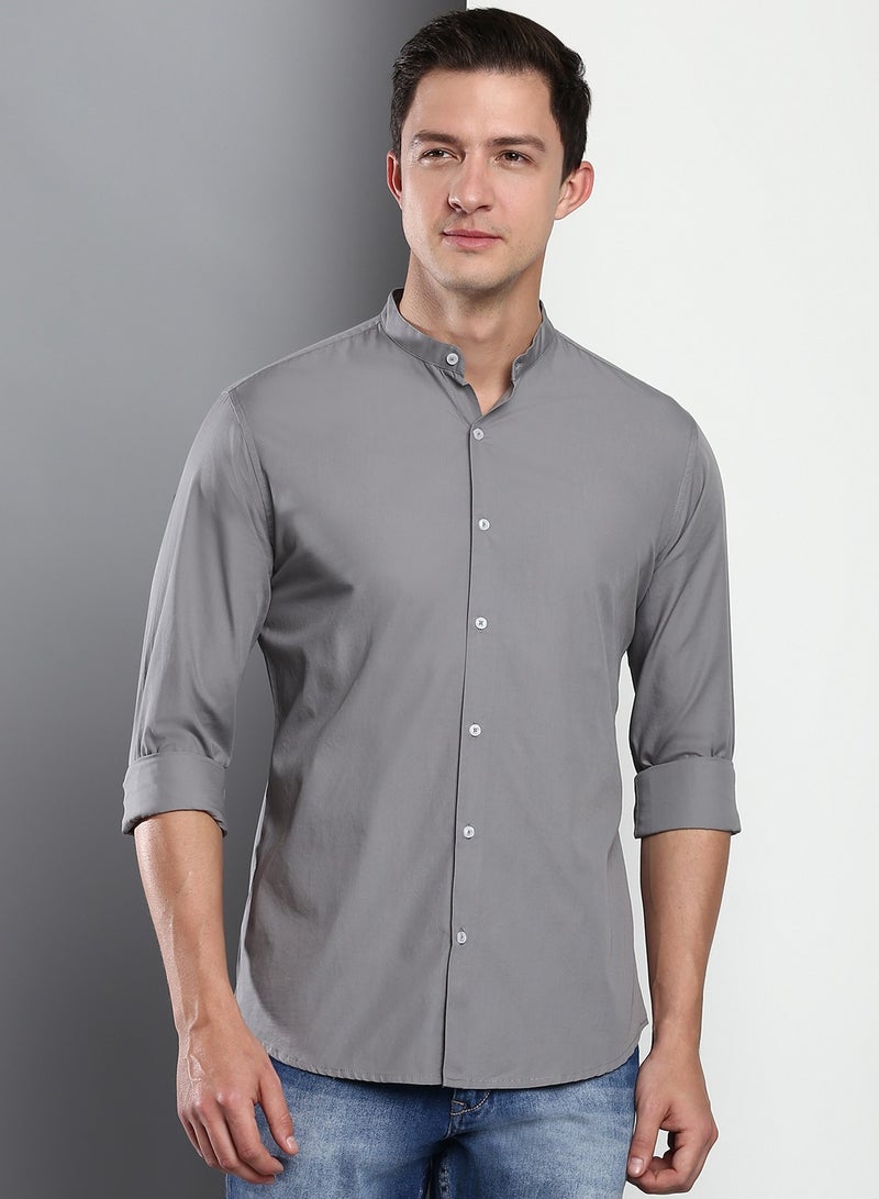 Men's Solid Slim Fit Cotton Casual Shirt with Spread Collar & Full Sleeves.