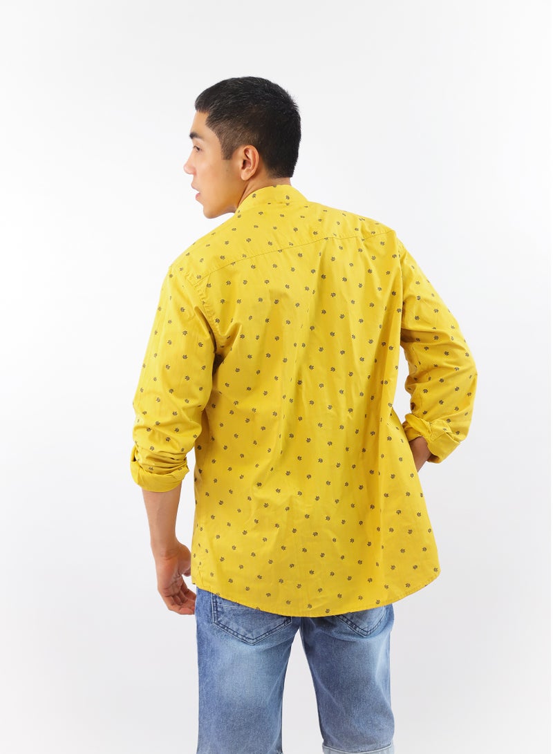 Leaf Printed Slim Fit Casual Shirt