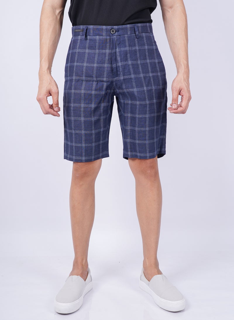 Men's Check Casual Shorts in Estste Blue