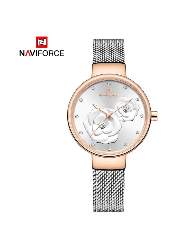 Women's Stainless Steel Analog Wrist Watch NF5013 RG/W/S