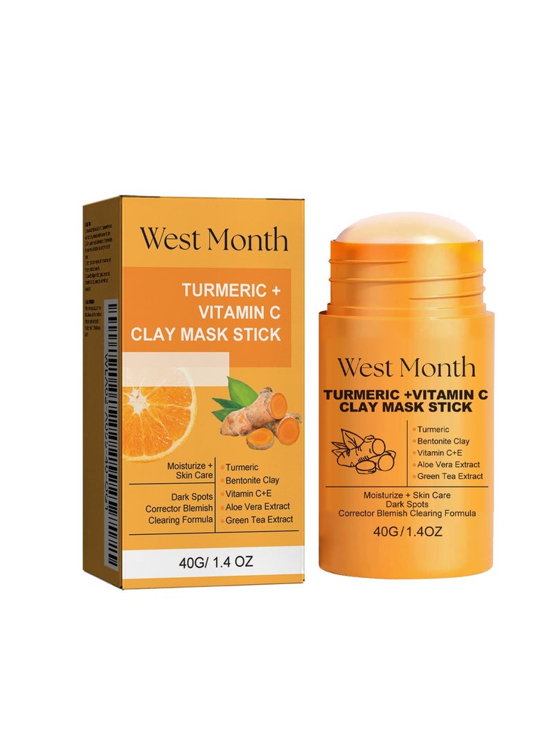 West&Month Turmeric Mud Brightening Mask Stick Deep Cleansing Shrinks Pores and Brightens Skin Apply Mud Mask 40g