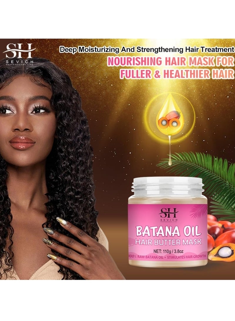 110g Batana Oil Hair Butter Mask Natural 100% Raw Batana Oil Hair Mask Deeply Strengthens Hair Moisturizes and Protect from Dryness Prevent Breakage Nourishing Hair Treatment Mask