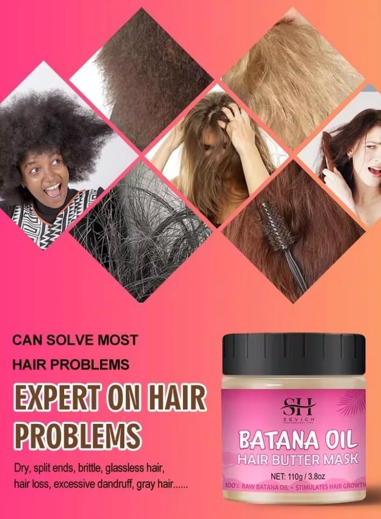 110g Batana Oil Hair Butter Mask Natural 100% Raw Batana Oil Hair Mask Deeply Strengthens Hair Moisturizes and Protect from Dryness Prevent Breakage Nourishing Hair Treatment Mask