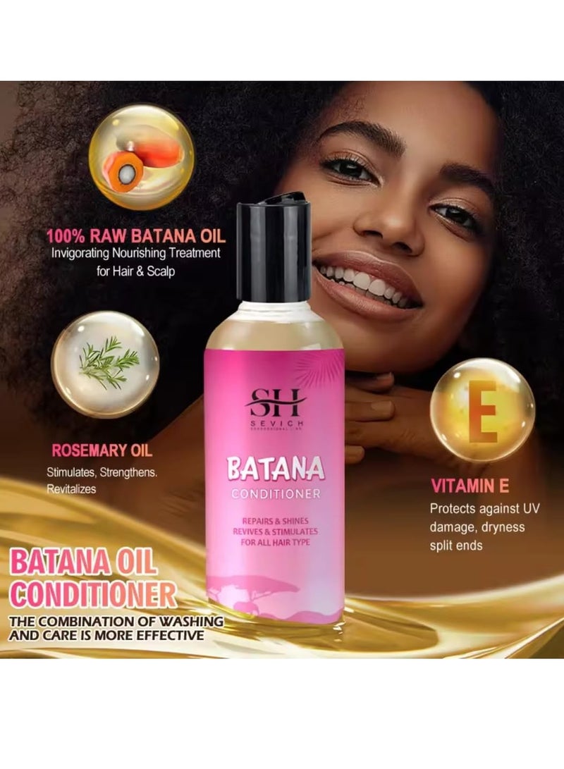 2x100ml Batana Oil Shampoo and Conditioner Natural 100% Raw Batana Oil Hair Care Shampoo and Conditioner for Strengthens Nourishes Moisturizes Shines Restores Hair and Repair Damaged Hair