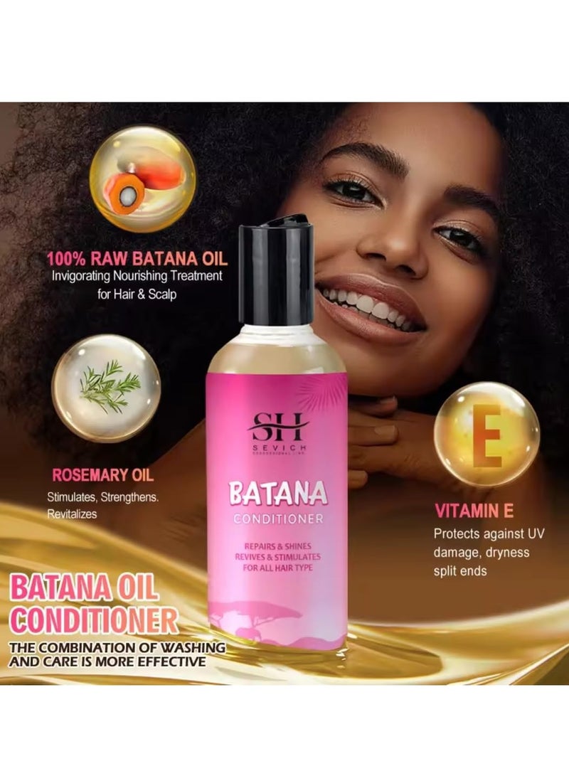 2x100ml Batana Oil Shampoo and Conditioner Natural 100% Raw Batana Oil Hair Care Shampoo and Conditioner for Strengthens Nourishes Moisturizes Shines Restores Hair and Repair Damaged Hair