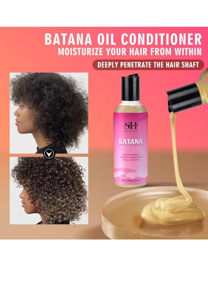 2x100ml Batana Oil Shampoo and Conditioner Natural 100% Raw Batana Oil Hair Care Shampoo and Conditioner for Strengthens Nourishes Moisturizes Shines Restores Hair and Repair Damaged Hair