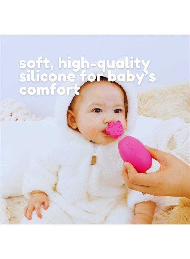 : Baby Nasal Aspirator - Safe Booger & Earwax Remover for Newborns, Infants, Toddlers - Better Syringe, Airtight Suction, Nose Sucker - Essential Baby Stuff, Diaper Bag Must-Haves, Pink