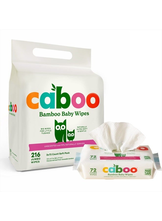 Baby Wipes, 216 Count, Unscented, Eco-Friendly, Made with Bamboo Viscose, Free from Harsh Chemicals, Plant-Based, Sensitive Skin Formula, BRC, FSC, FDA and ISO Accredited