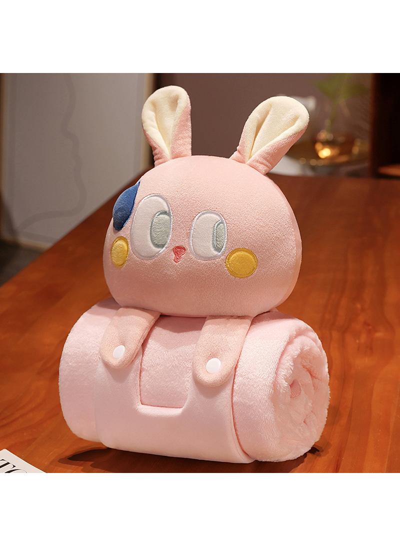 Cartoon Polyester Blanket With Rabbit Doll Air Conditioning Blanket Office Nap Blanket 80x100cm