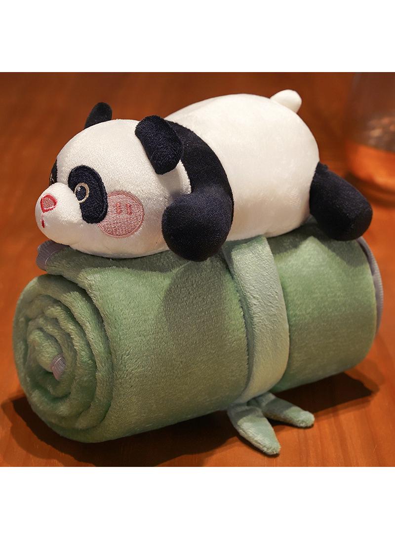 Cartoon Polyester Blanket With Panda Doll Air Conditioning Blanket Office Nap Blanket 80x100cm