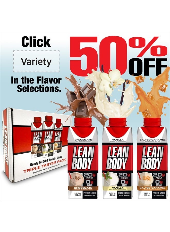 Lean Body Ready-to-Drink Protein Shake, 40g Protein, Whey Blend, 0 Sugar, Gluten Free, 22 Vitamins & Minerals, (Recyclable Carton & Lid - Pack of 12) LABRADA (Chocolate Peanut Butter)