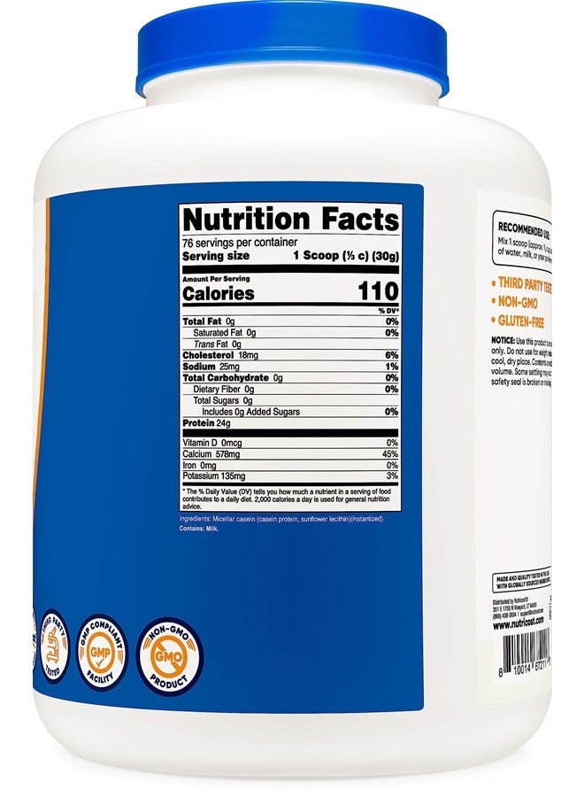 Casein Protein Powder 5lb - Micellar Casein, Non-GMO, Gluten Free (Unflavored)