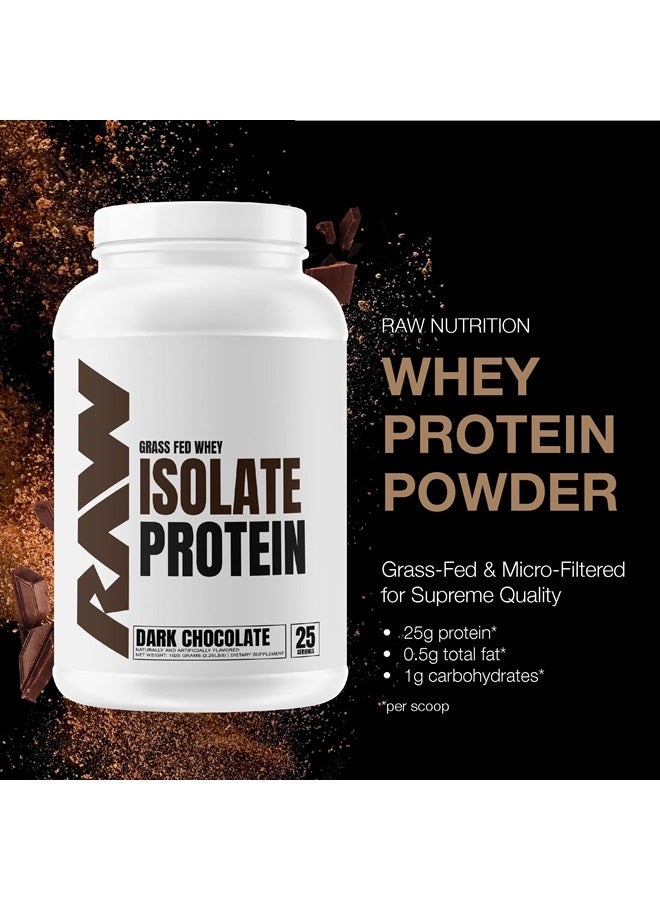 Whey Isolate Protein Powder, Dark Chocolate - 100% Grass-Fed Sports Nutrition Protein Powder for Muscle Growth & Recovery - Low-Fat, Low Carb, Naturally Flavored & Sweetened - 25 Servings