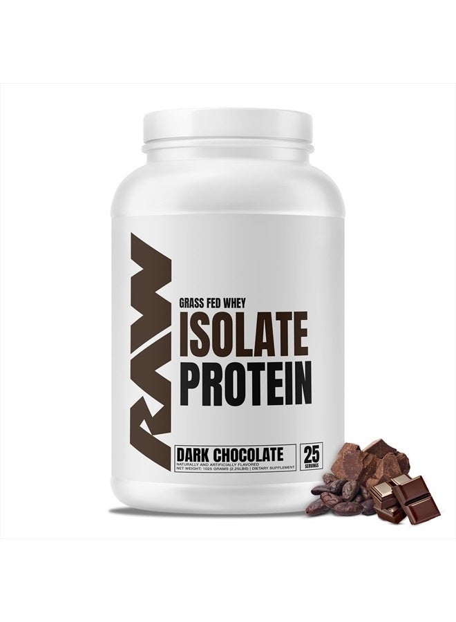 Whey Isolate Protein Powder, Dark Chocolate - 100% Grass-Fed Sports Nutrition Protein Powder for Muscle Growth & Recovery - Low-Fat, Low Carb, Naturally Flavored & Sweetened - 25 Servings