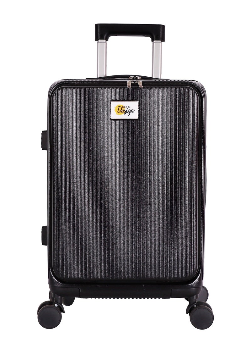 Biggdesign Moods Up Carry On Luggage with Spinner Wheels, Cup Holder, USB Port and TSA Lock System 20-Inch Black