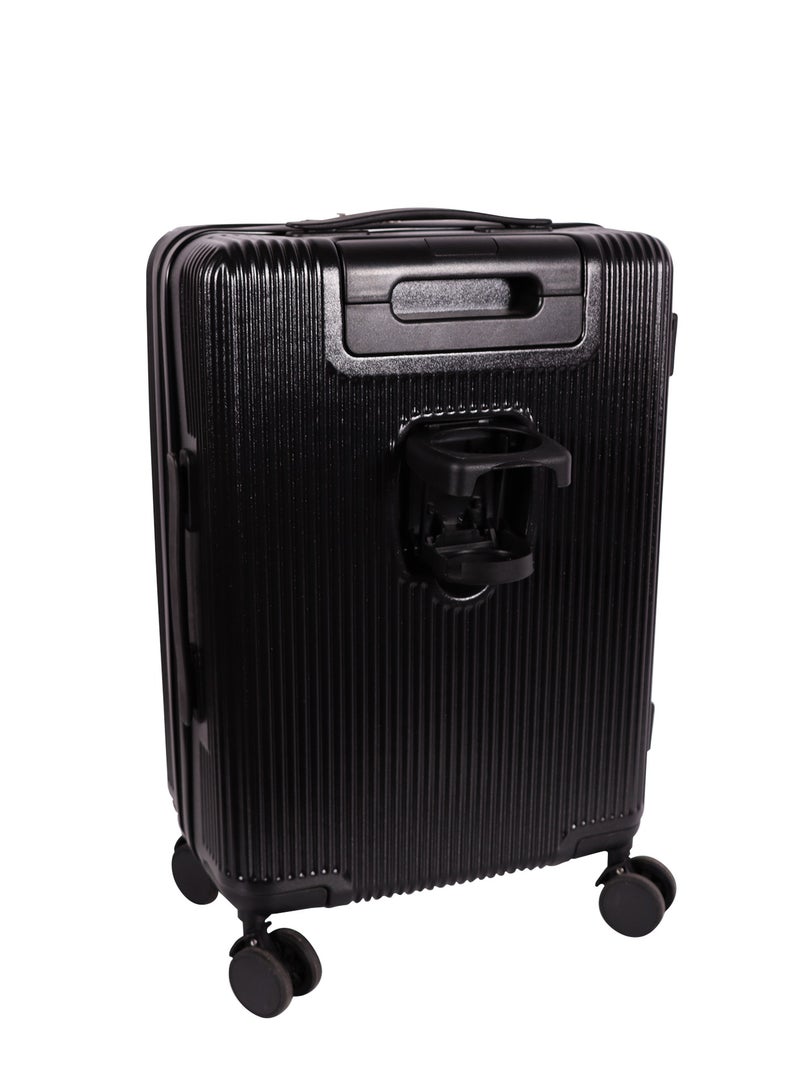 Biggdesign Moods Up Carry On Luggage with Spinner Wheels, Cup Holder, USB Port and TSA Lock System 20-Inch Black