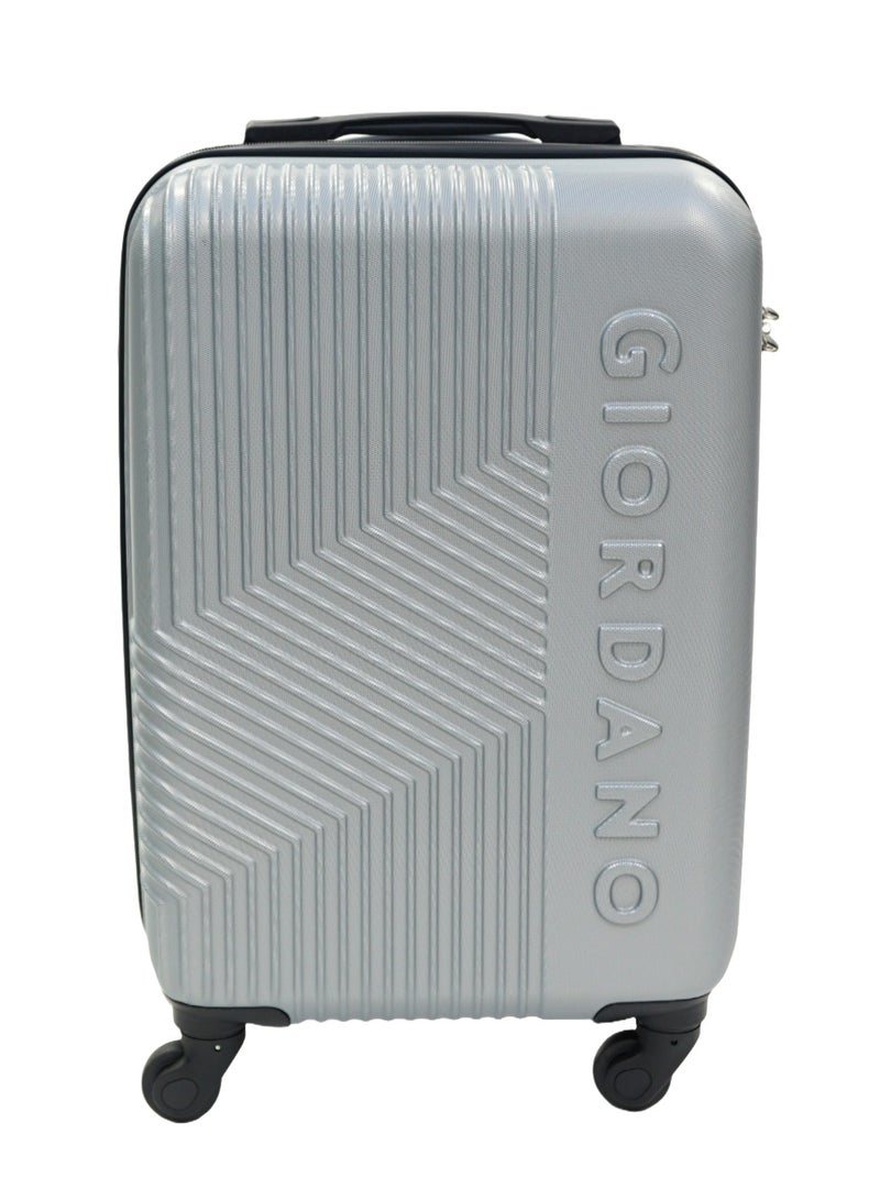 GIORDANO Logo Series Check-In Medium Suitcase Silver, ABS Hard Shell Lightweight Durable 4 Wheels Luggage Trolley Bag 24