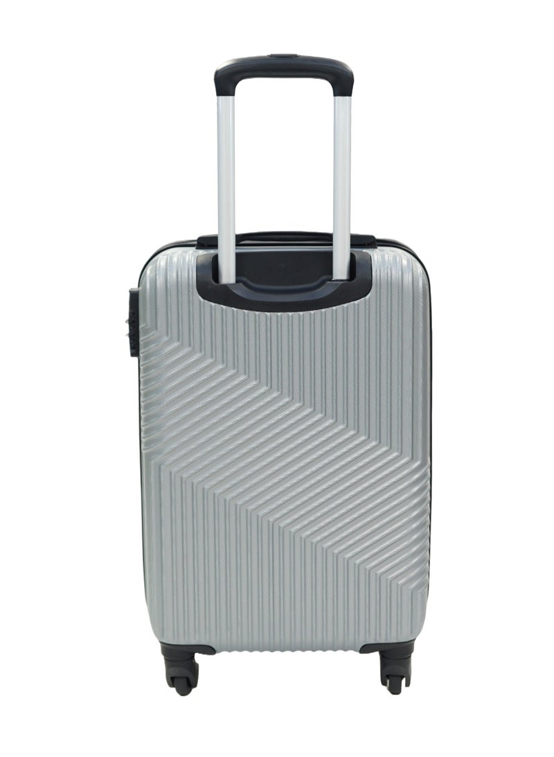 GIORDANO Logo Series Check-In Medium Suitcase Silver, ABS Hard Shell Lightweight Durable 4 Wheels Luggage Trolley Bag 24