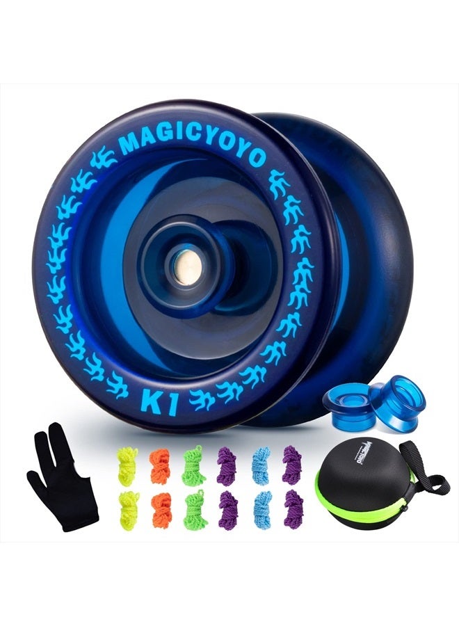 Responsive YoYo K1-Plus for Kids Beginners with Yoyo Storage Bag + 12 Yoyo Strings and Yo-Yo Glove Gift (Blue)