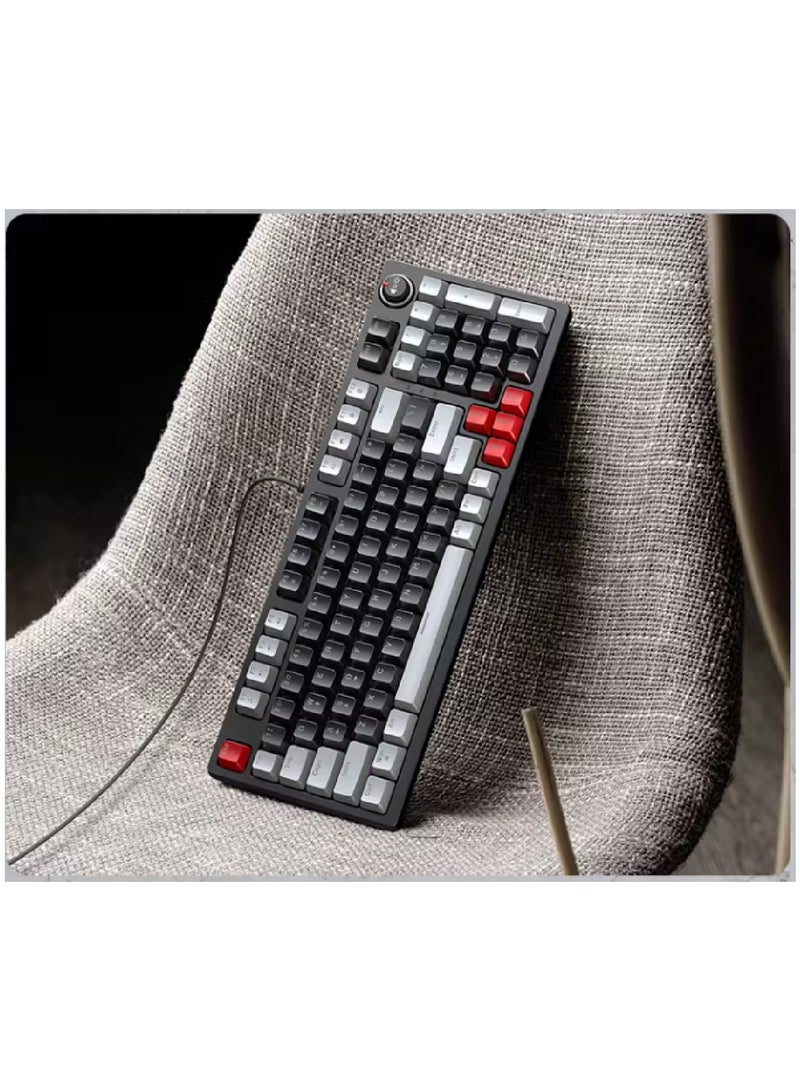 80% Mechanical Gaming Keyboard LED Backlit Compact 97 Keys Wired Mechanical Keyboard With Volume Control Knob  Switch Keyboard for Gaming or Office