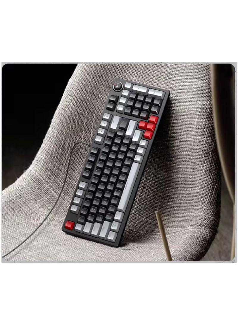 80% Mechanical Gaming Keyboard LED Backlit Compact 97 Keys Wired Mechanical Keyboard With Volume Control Knob  Switch Keyboard for Gaming or Office