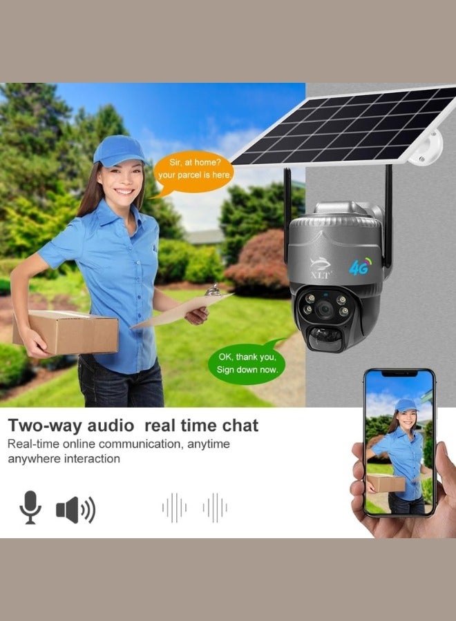 4G Sim Card Solar Camera PTZ Camera Outdoor Solar Powered Security Camera 3MP HD Dual Lens with Pan Tilt 360°View