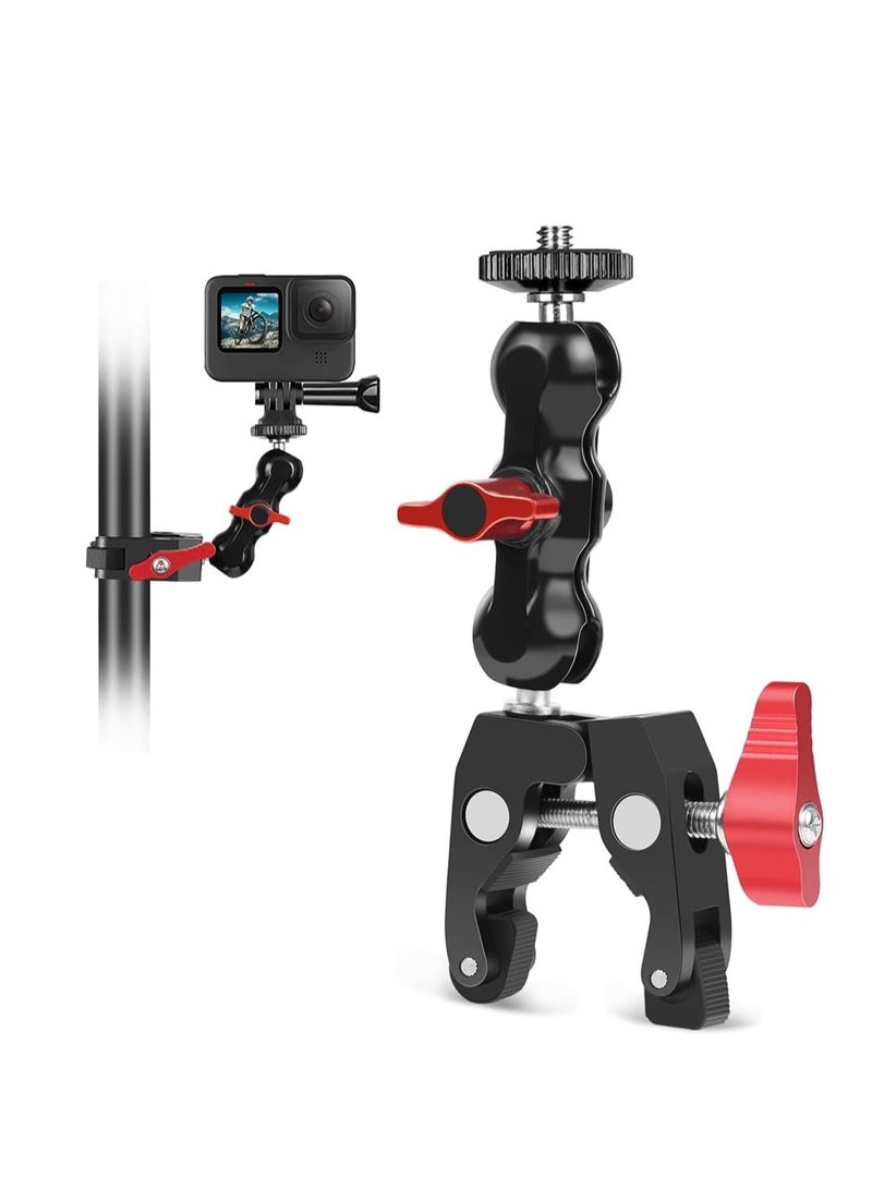 Aluminum alloy Multi-Function Camera Mount with Ball Heads and Security Lock, Universal Fitting for DSLRs, Camcorders and Action Cameras.