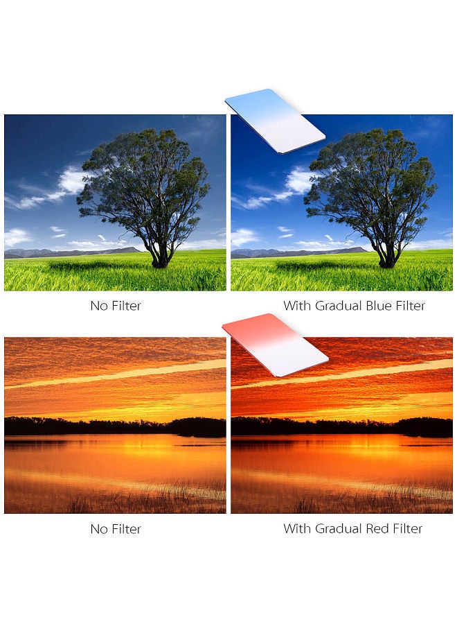 13pcs Square Gradient Full Color Filter Bundle Kit for Cokin P Series with Filter Holder + Adapter Ring(52mm / 58mm / 62mm / 67mm / 72mm ) + Storage Bag + Cleaning Cloth