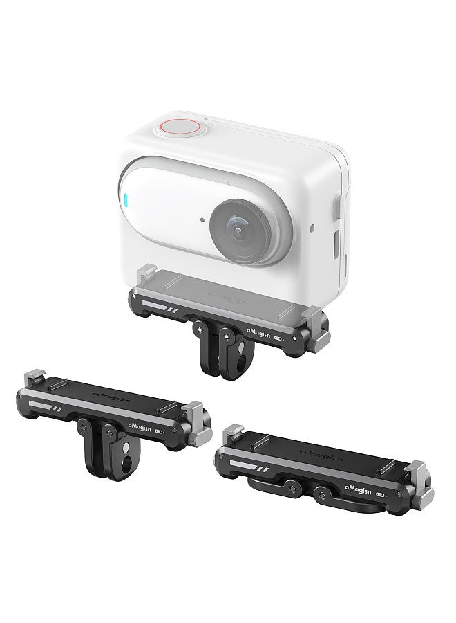 AG11 Magnetic Quick Release Mount Base for Action Camera Aluminum Alloy Camera Mount with Magnetic Plate Universal 1/4in Interface & Sports Camera Adapter Compatible with Insta360 GO3
