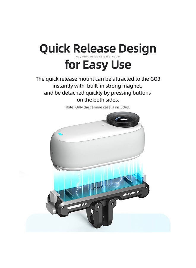 AG11 Magnetic Quick Release Mount Base for Action Camera Aluminum Alloy Camera Mount with Magnetic Plate Universal 1/4in Interface & Sports Camera Adapter Compatible with Insta360 GO3