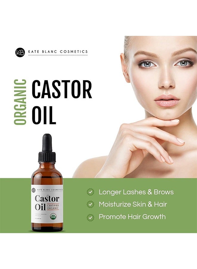 Organic Castor Oil 60ml With Brush Kit, Often Used In Hair Growth Serum and Eyebrow Growth Serum, Can Be Applied Directly To Your Lashes To Promote Growth, Help Grow Longer and Thicker In Natural Way