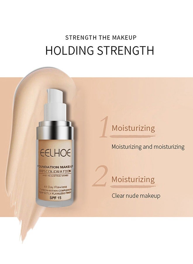 Foundation Make Up SPF 15,Colour Changing Foundation for Different Skin Tone, Foundation Makeup Base Nude Face Liquid Full Coverage Concealer 30ml