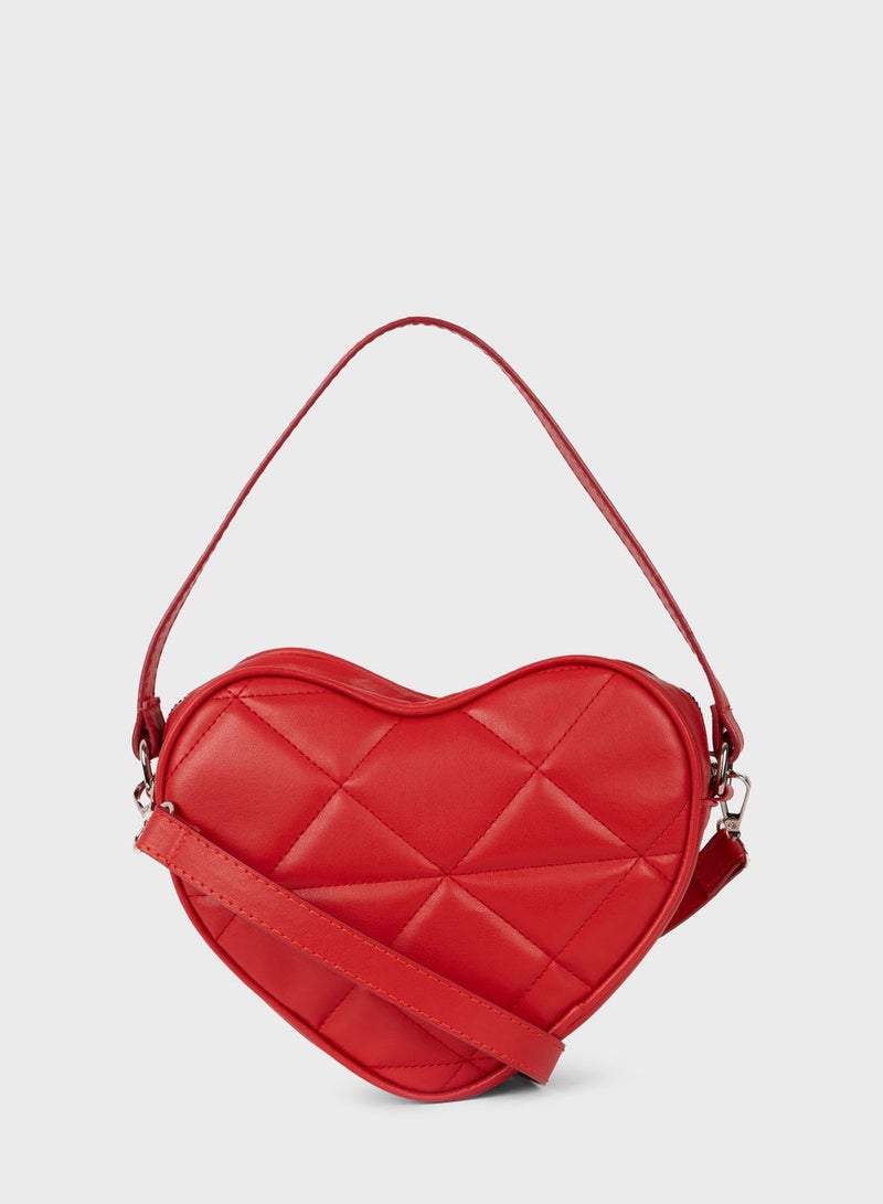 Woman Heart Look Faux Leather Handbag
