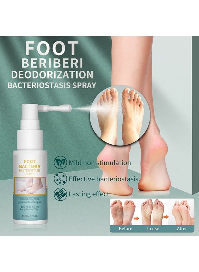 Foot Bacteria Bacteriostasis Spray,Shoe Deodorizer Foot Spray Odor Smell Eliminator Freshener for Athlete Sweat Feet Skin Repair,Anti Fungal for Prevent Athlete's Foot,,Relieve Itching of Feet 20ml