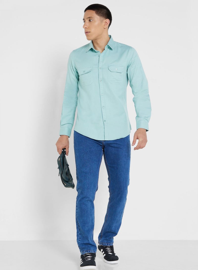 Pure Cotton Casual Double Pocket Shirt