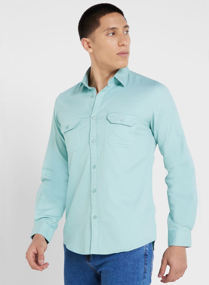 Pure Cotton Casual Double Pocket Shirt