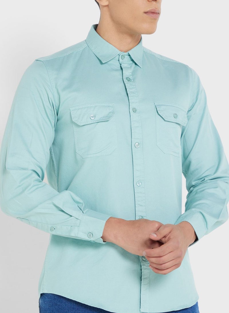 Pure Cotton Casual Double Pocket Shirt