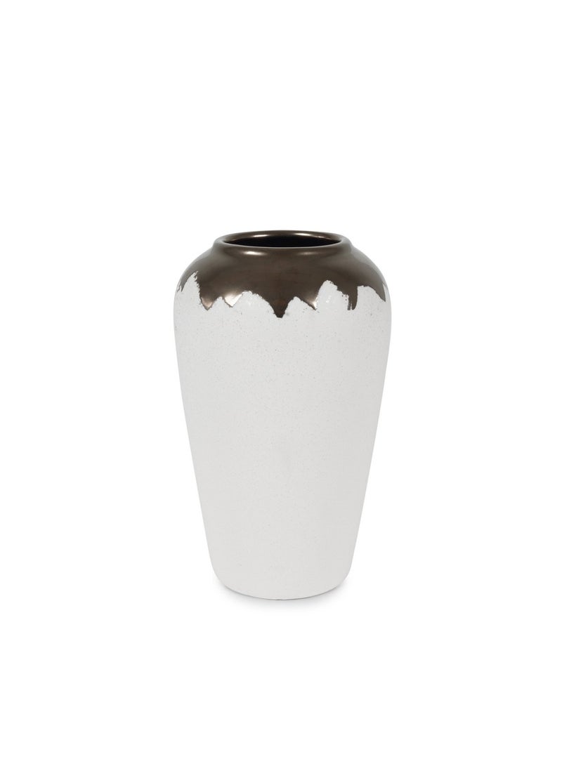 Tinsel Stoneware Vase 14x14x30cm - White